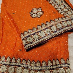 NWT Indian Party Wear Orange Saree